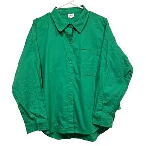 Le Lis Collection Anthropologie Green Button-Front Shirt 100% Cotton Women's S